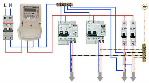 Схема подключения дифавтомата однофазная сеть Схема подключения дифавтомата однофазная сеть
